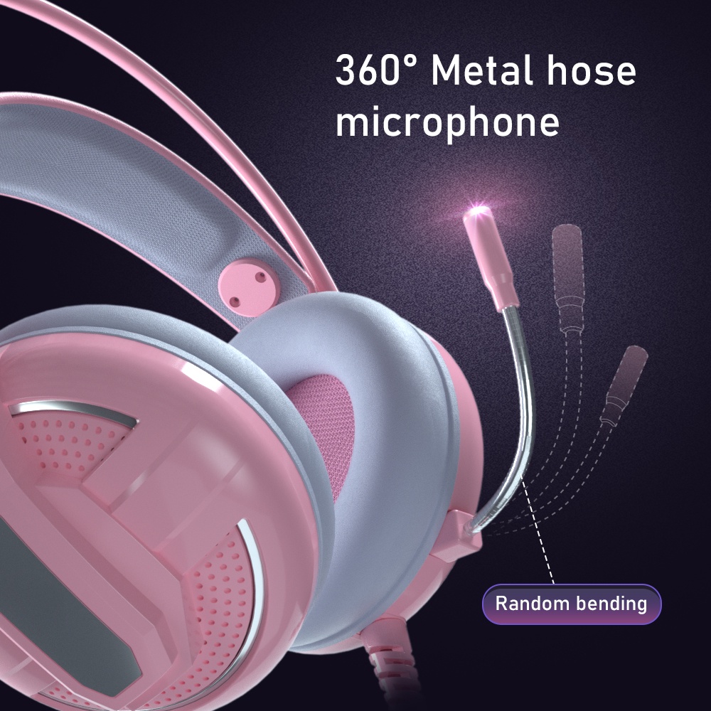 Tai Nghe Chụp Tai Gaming Có Mic Có dây Máy Tính Chơi Game thủ Chuyên Dụng Màu Hồng Nhiều Màu tai nghr có micro kèm Gameming headphone co day Pink Cute Gameing headset PC tai nge nữ trẻ em