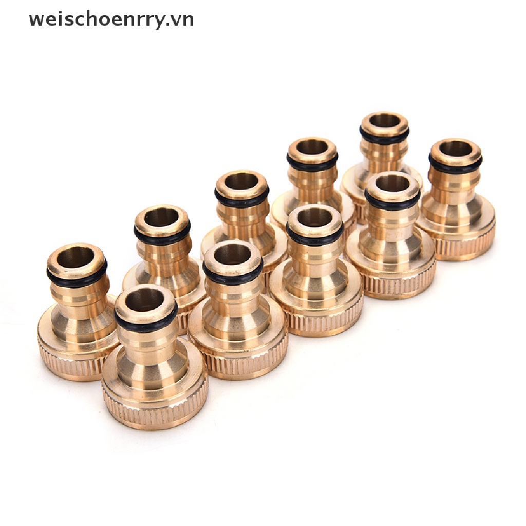 WW 2pcs 3/4&quot; Threaded Brass Tap Adaptor Garden Water Hose Pipe Connector Fitting WW
