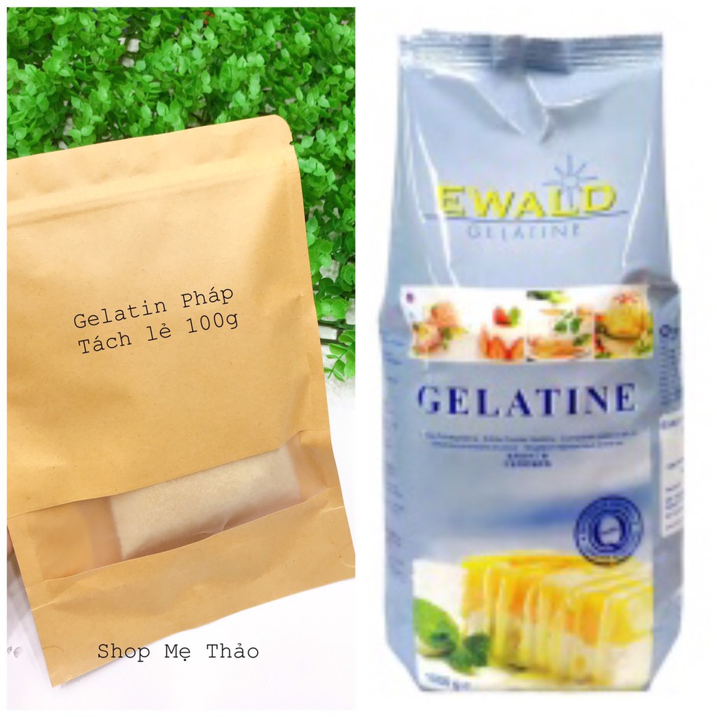 Tách lẻ 100g Bột Gelatin Ewald Pháp . Date 2022