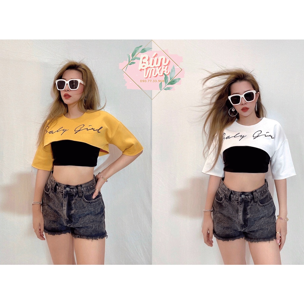 Áo croptop phối áo ống khoe vòng eo sexy