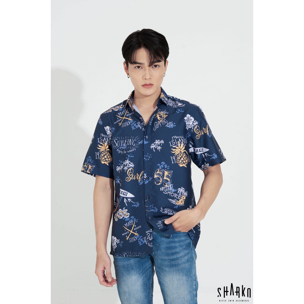 Áo sơ mi nam họa tiết SHARKO - HAWAII WAVE, vải lụa thoáng mát, không nhăn, form rộng  - GNN04 | BigBuy360 - bigbuy360.vn