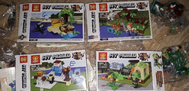 Lắp 1 hộp Lego MyWord 9924 có nhiều chi tiết