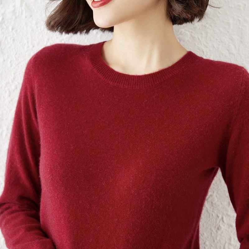 Áo len nữ dài tay cổ tròn trơn màu, Áo len basic trơn kiểu dáng Hàn Quốc chất lông cừu siêu mềm mịn | BigBuy360 - bigbuy360.vn