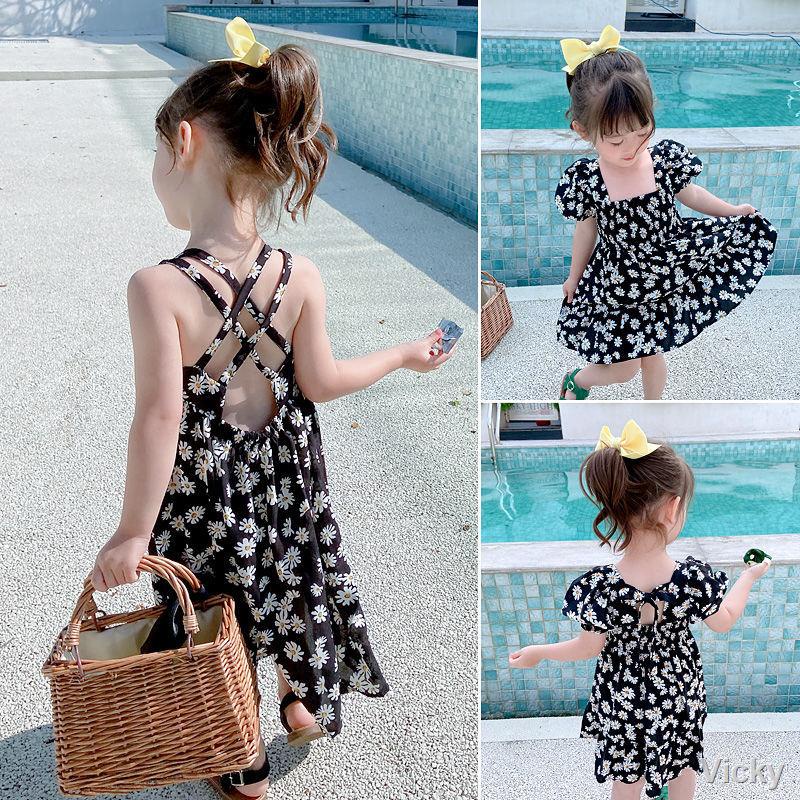 🌈Thời Trang Trẻ Em🌈váy bé gái mùa hè váy voan lưới người nổi tiếng Váy công chúa hoa nhí Daisy, váy dây treo phong các