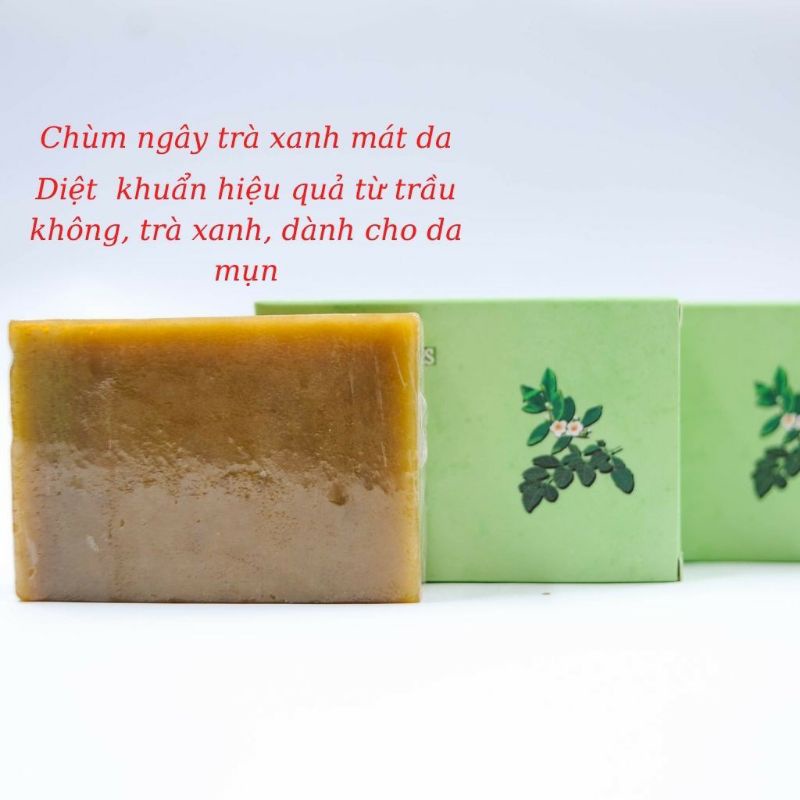 Xà Phòng - Xà Bông Sinh Dược Chùm Ngây Trà Xanh Tinh Chất Trầu Không HandMade 100gram