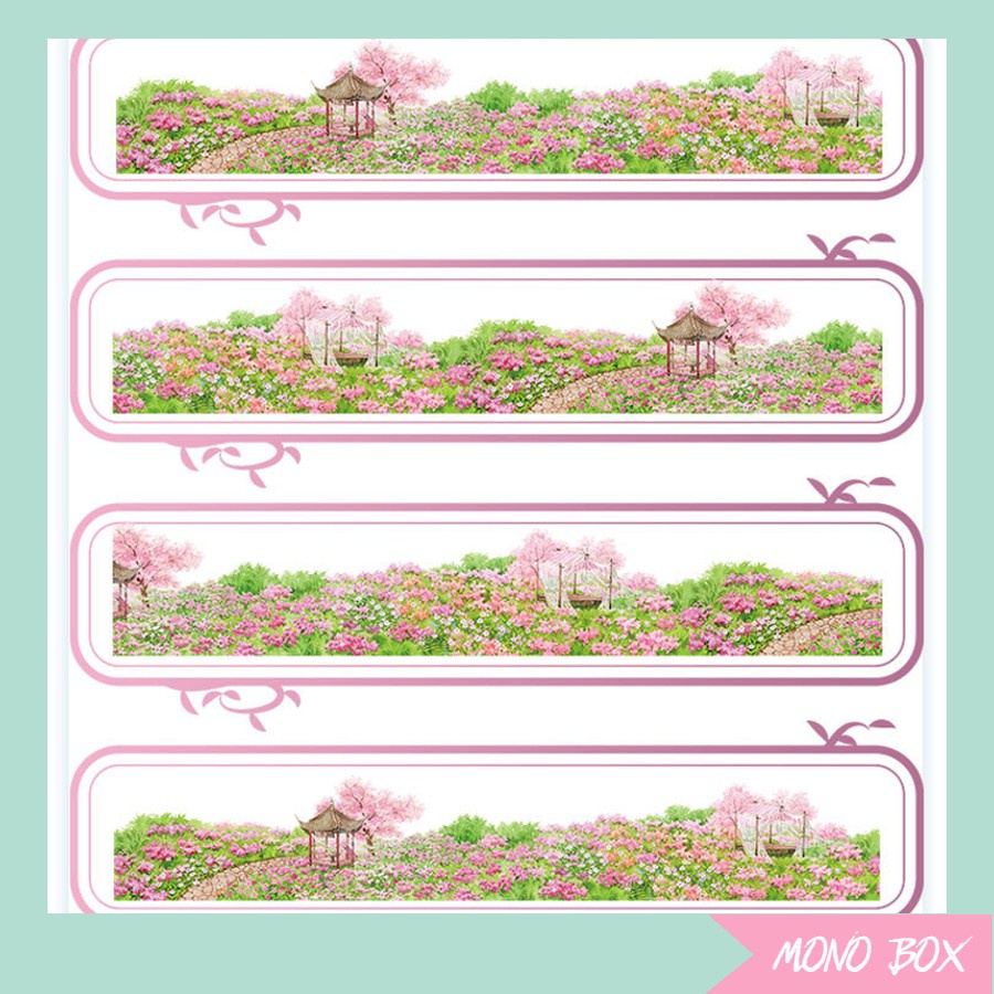 [Chiết] Washi tape 6x35cm, băng keo dán trang trí họa tiết cảnh vật cổ phong bốn mùa tranh washi Mono_box