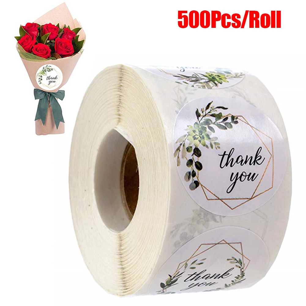 Cuộn 500 miếng dán in chữ Thank You dùng trang trí túi bánh kẹo quà tặng độc đáo tiện dụng