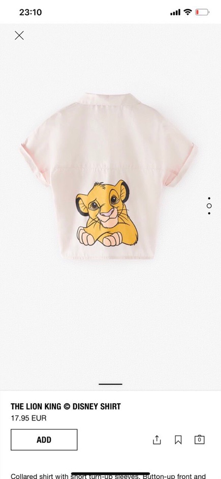 Sơ mi Zara lion bé gái size đại