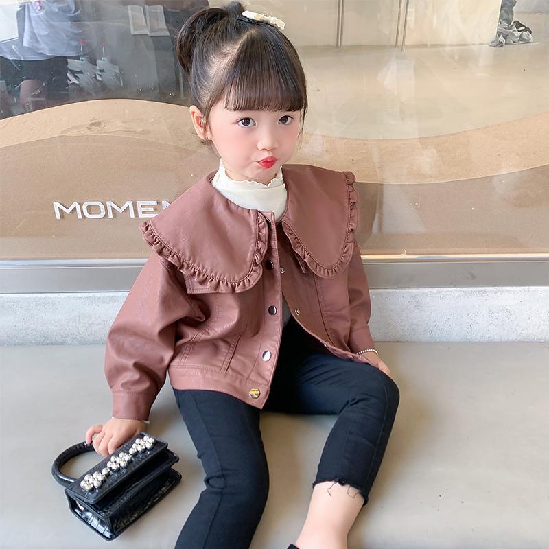 Áo khoác da xuân thu cho bé gái 2021