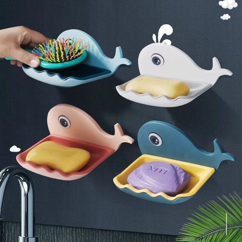 Khay Đựng Xà Phòng Nhựa 2 Lớp Hình Cá Voi Dễ Thương , Kệ Để Xà Phòng Trong Phòng Tắm 88315