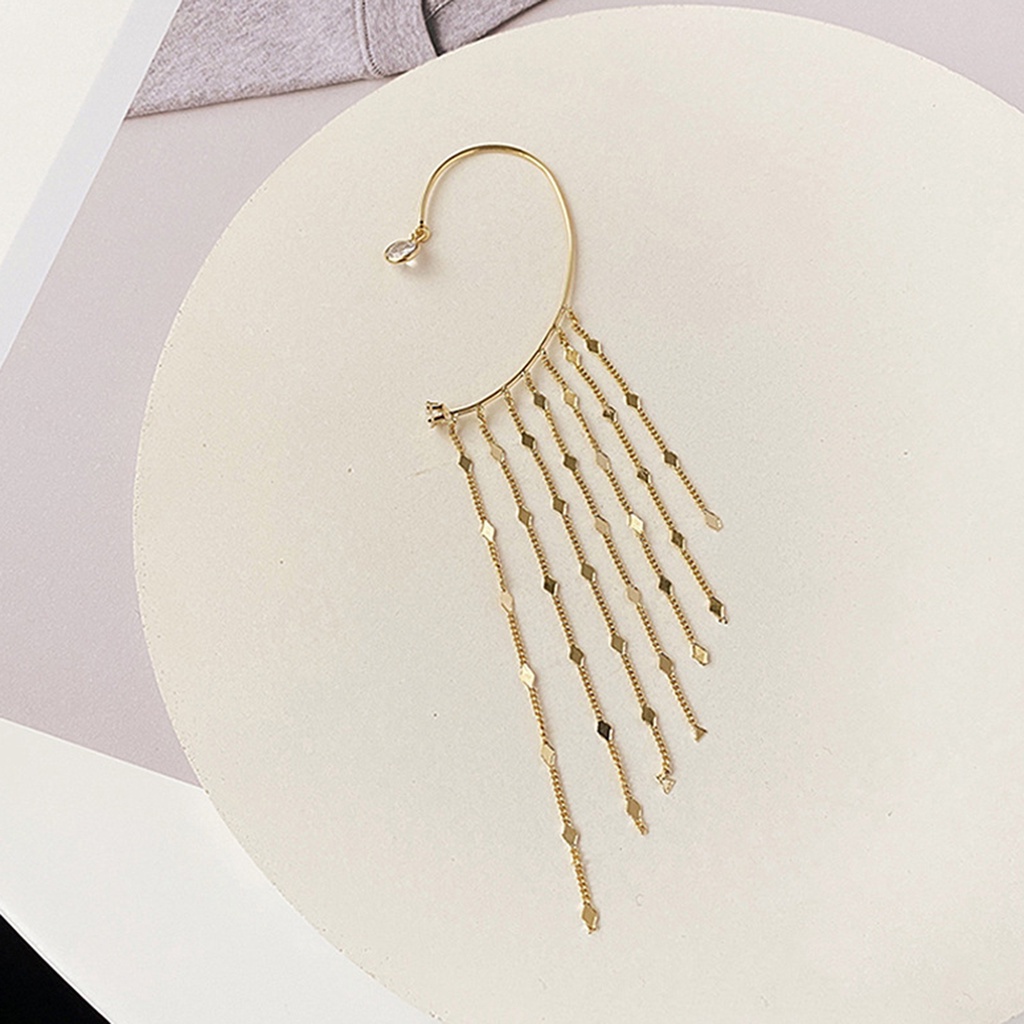 Ở stcok| 1 Khuyên Kẹp Vành Tai Tua Rua Phong Cách Vintage Thời Trang