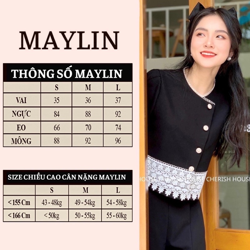 Áo sơ mi đen viền bèo Maylin