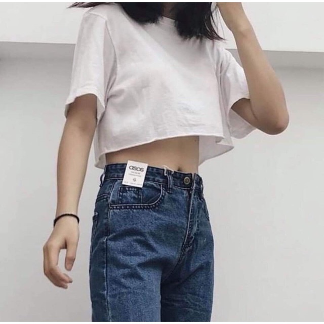 Áo croptop tay lỡ cổ tròn, kèm hình thật