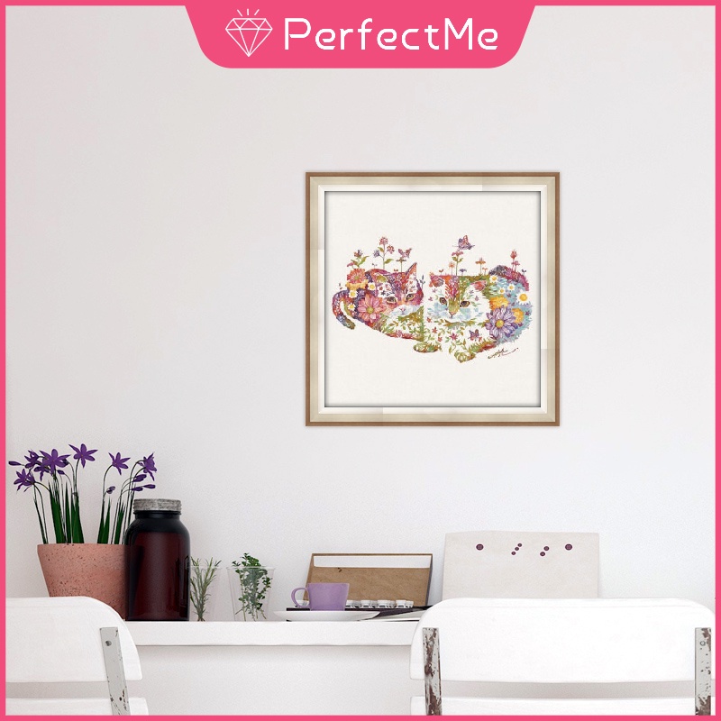 Bộ tranh đính đá 5D họa tiết chú mèo độc đáo kích thước 30x30cm DIY dùng trang trí