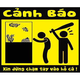 Logo decal cảnh báo vui nhộn dán hồ cá cảnh có keo sẵn