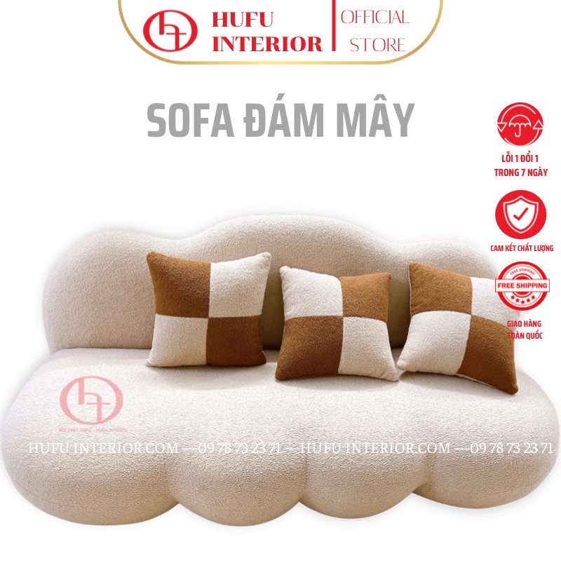 (FREESHIP) SOFA MÂY, SOFA ĐÁM MÂY XINH TÙY CHỌN MÀU - SOFA BĂNG 1M2, 1M7 | HUFU INTERIOR | BigBuy360 - bigbuy360.vn