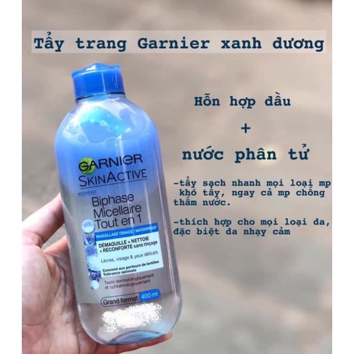 Nước tẩy trang Garnier Đức All in 1 Micellar Cleansing Water làm sạch sâu hàng ngày đủ loại 125ml &amp; 375ml - Hàng nội đia