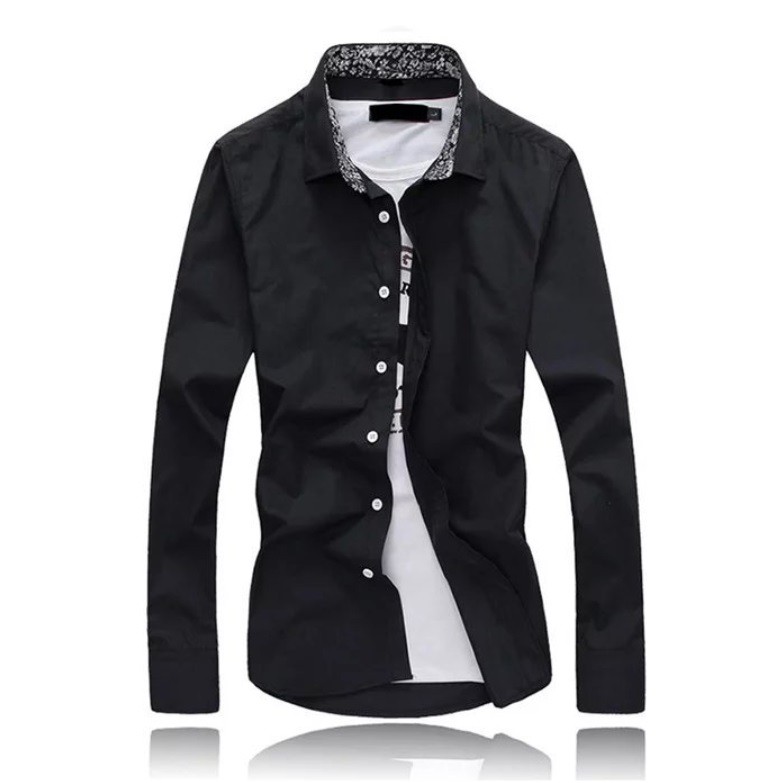 [SALE OFF] BST Sơ mi nam dài tay cổ hoa dáng ôm màu xanh đen | BigBuy360 - bigbuy360.vn