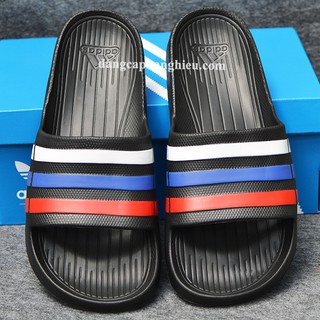 Dép Adidas Duramo màu đen sọc trắng dương đỏ