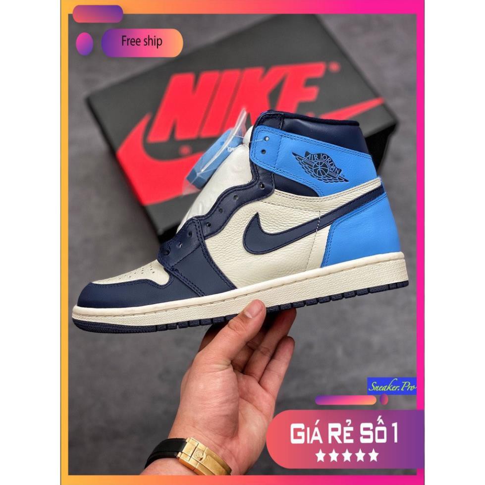 (FULL BOX + QUÀ TẶNG) Giày thể thao AIR Jordan 1 Retro High Obsidian UNC cổ cao dành cho nam nữ