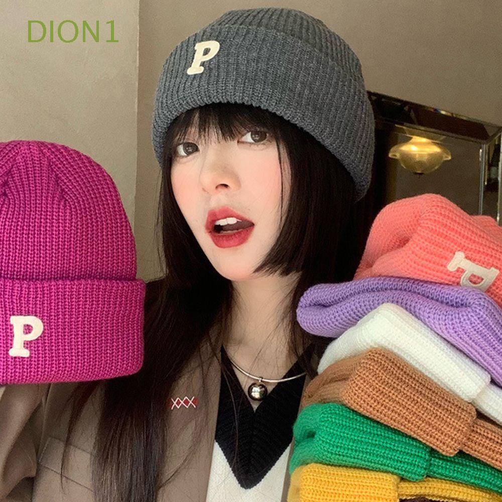 Mũ beanie dệt kim màu trơn phong cách Hàn Quốc thời trang đường phố cho nữ DION1
