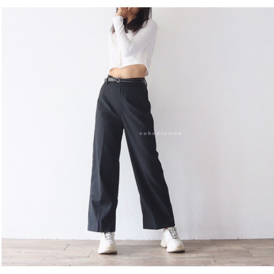 QUẦN DÀI NỮ ỐNG SUÔNG QUẦN ỐNG RỘNG CULOTTES VẢI TUYẾT MƯA CÔNG SỞ KHÓA GIỮA | BigBuy360 - bigbuy360.vn
