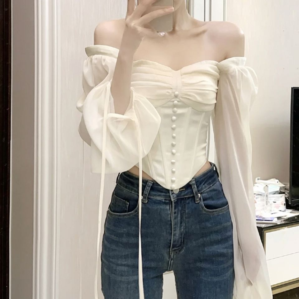 Áo Sơ Mi Thời Trang Mùa Xuân Mẫu Mới 2022 Dễ Phối Đồ Thiết Kế Tinh Khiết Không Khí Hình Xương Cá Đẹp Mắt Cho Nữ