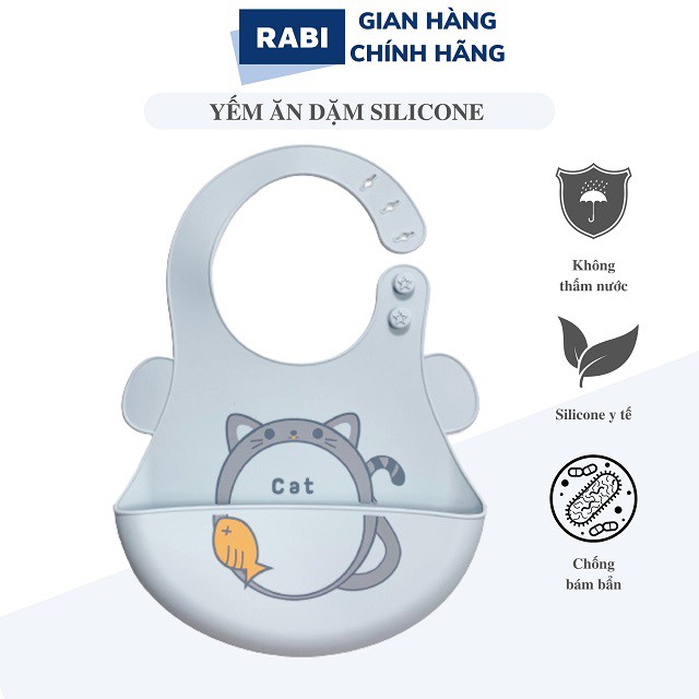 [Mã 267FMCGSALE giảm 8% đơn 500K] [RABI] Yếm Ăn Dặm Silicon Cao Cấp Cho Bé, Có Máng Hứng Chống Bám Bẩn