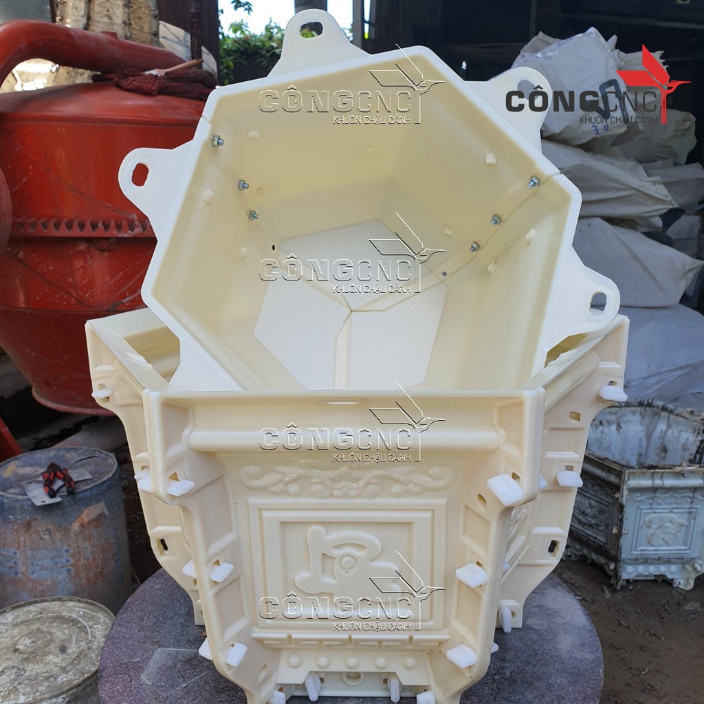 Khuôn Chậu Cảnh ABS Lục Giác 45 Dáng Cao - không kèm chân đôn