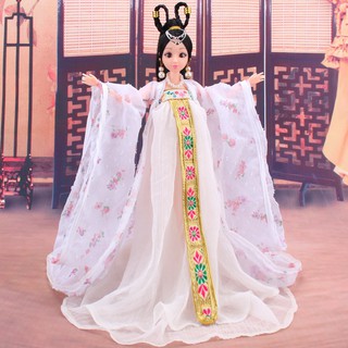Búp Bê 12 Khớp Trang Phục Cổ Trang Váy Trắng Nhẹ Nhàng - Tặng Phụ Kiện 6 Món