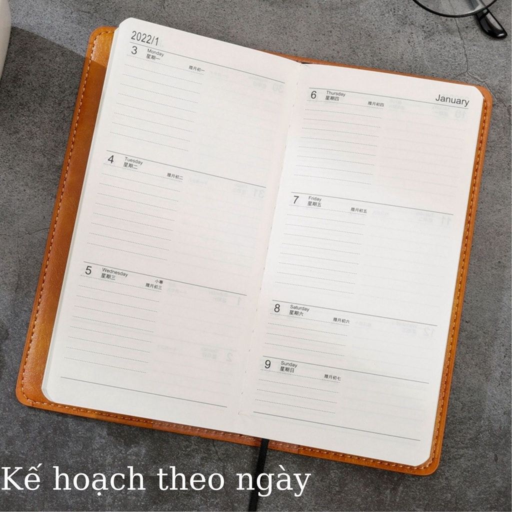 Sổ tay thông minh kiểu Nhật 2023- A6 Bìa da PU