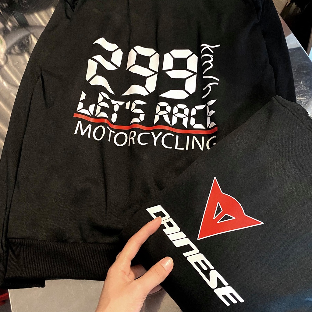 HOODIE ĐEN NỈ BÔNG, ĐAM MÊ TỐC ĐỘ RACE.01