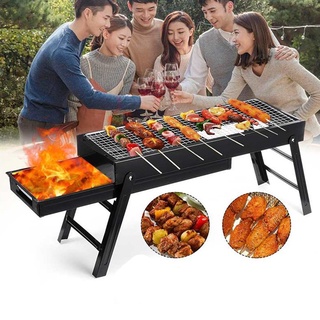 Bếp nướng than hoa ngoài trời 2 tầng dài, bếp nướng bbq xếp gọn tiện lợi mang du lịch dã ngoại lưới nướng inox | TP013