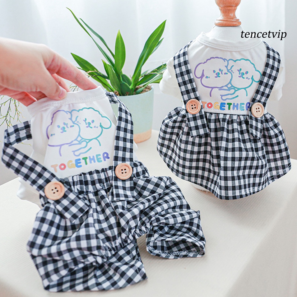 Bộ Đồ Liền Thân Thoáng Khí Không Phai Họa Tiết Kẻ Ô Dành Cho Thú Cưng