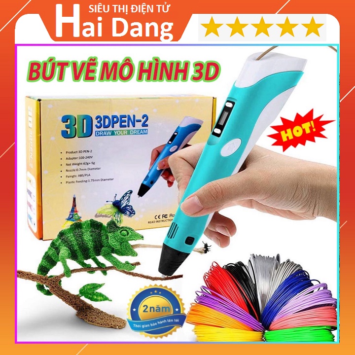 Bộ Bút Vẽ 3D Sáng Tạo, Tặng 3 Dây Mực 3 Mầu - Đầu in Nhiệt Thông Minh Với Sợi PLA 1.75mm - Màn Hình Led Hiển Thị