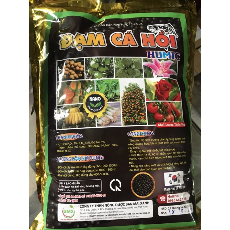 Đạm Cá Hồi + Humic chuyên dùng hoa Hồng &amp;Rau Màu (gói 200g)