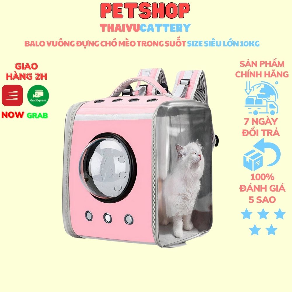 Balo vuông đựng chó mèo trong suốt size siêu lớn 10kg