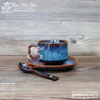 Ly tách cafe gốm sứ men hỏa biến dáng vuông