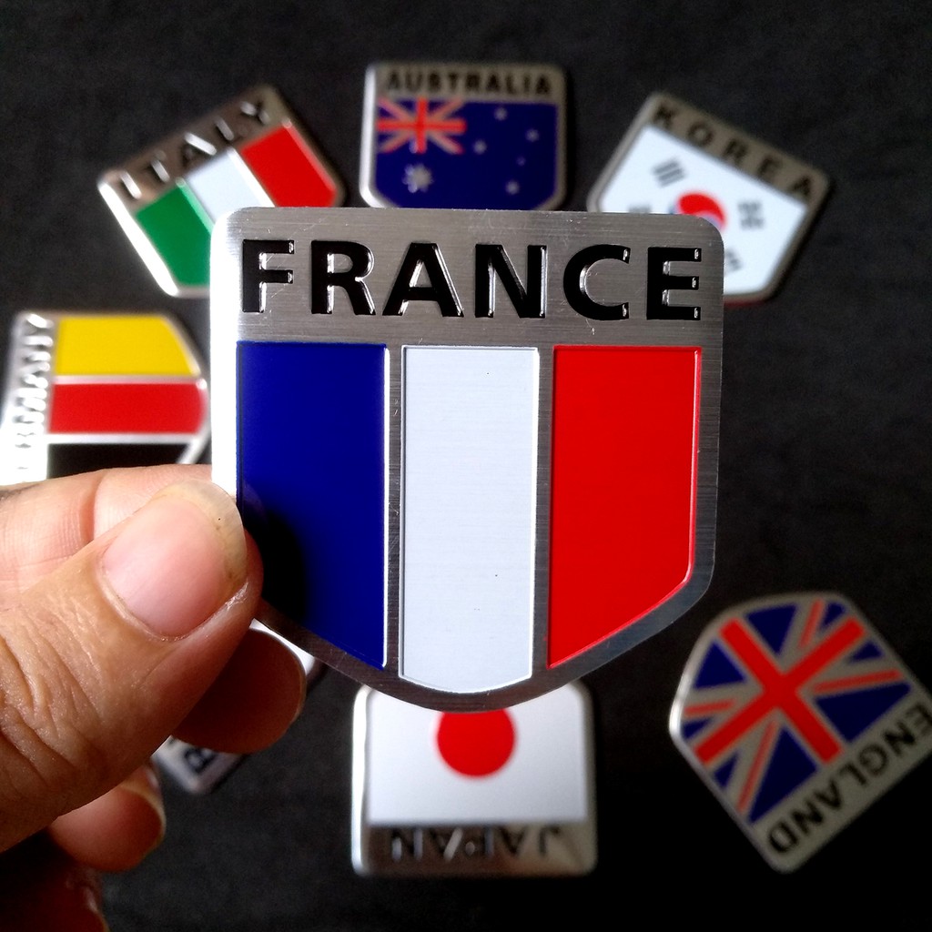 Miếng dán kim loại CỜ FRANCE ( 5cm x 5cm )