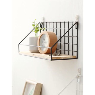 Kệ gỗ treo tường khung lưới