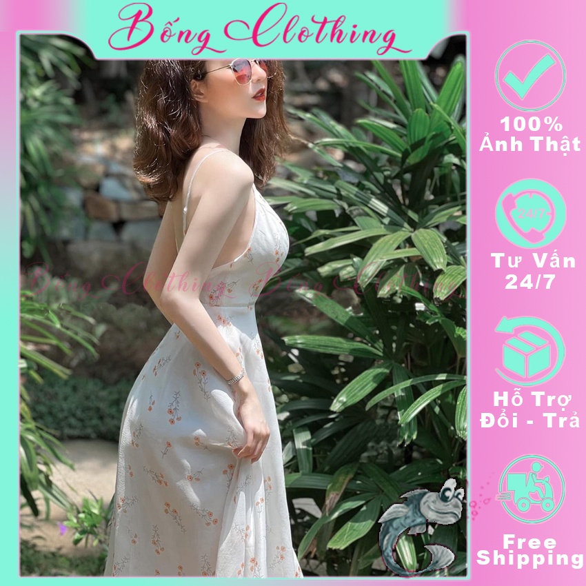 Váy 2 dây hoa tơ kèm mút ngực