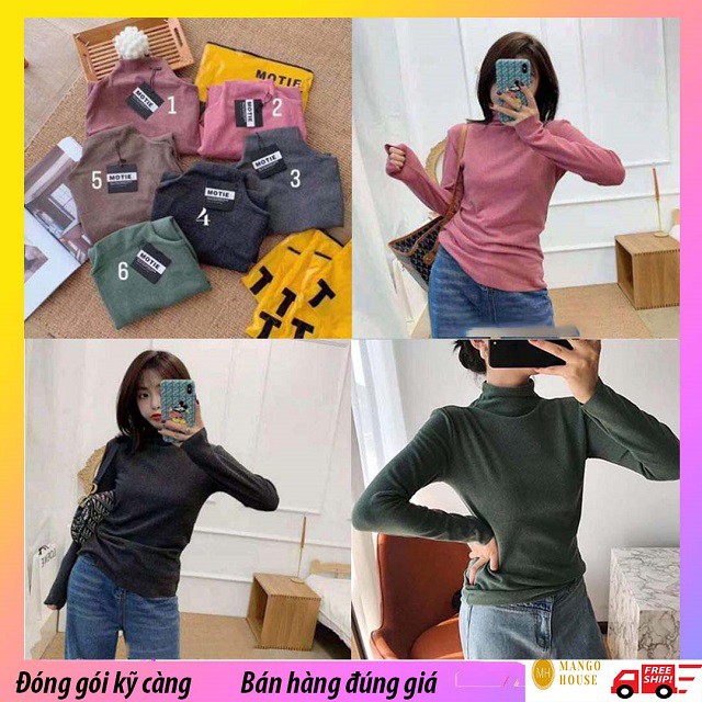 Áo giữ nhiệt cổ lọ 3 phân montie - Tặng kèm túi zip- Caliminmin shop- Co giãn tốt, cực ấm, vải không xù lông, áo ômnngườ