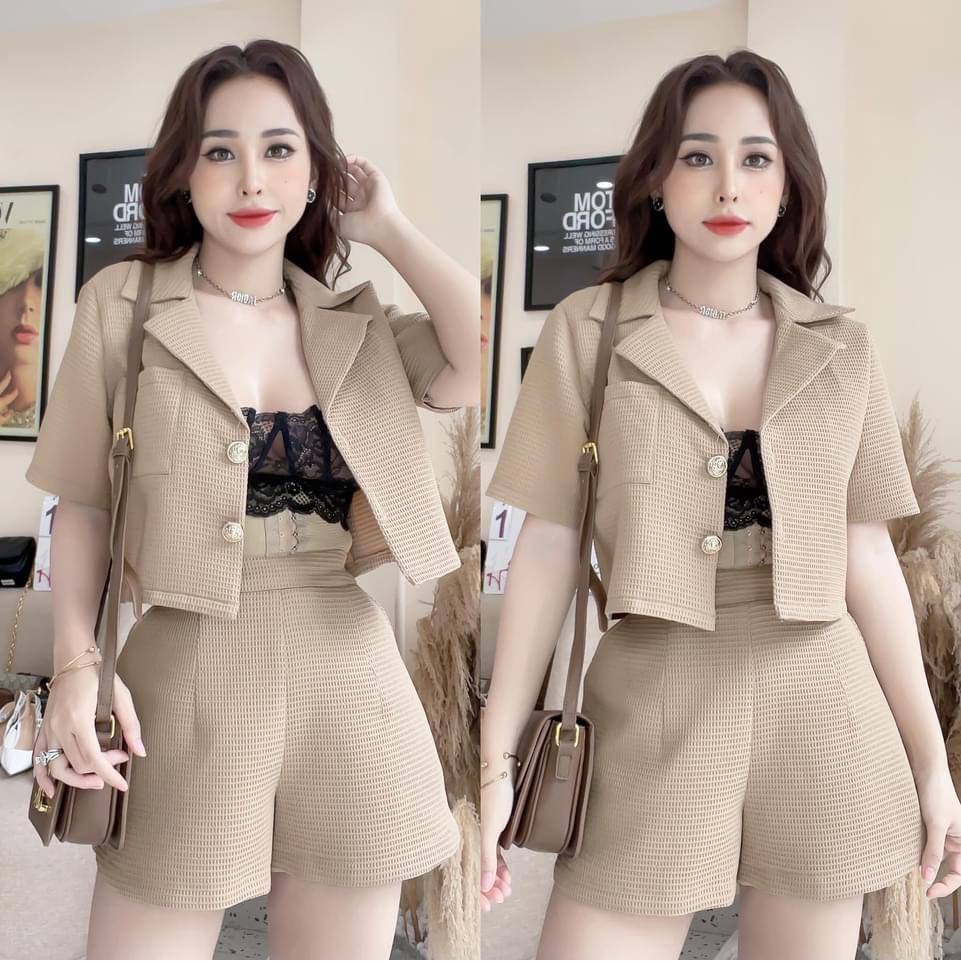 [Mã FAMARAL2 giảm 10K đơn 50K] Set vest nữ tay ngắn quần short cao cấp cực sang kèm ảnh thật