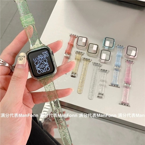 Bộ Dây Đồng Hồ Bằng Silicone Trong Suốt 42mm 38mm Cho Đồng Hồ Iwatch 6 5 4 3 2 1i