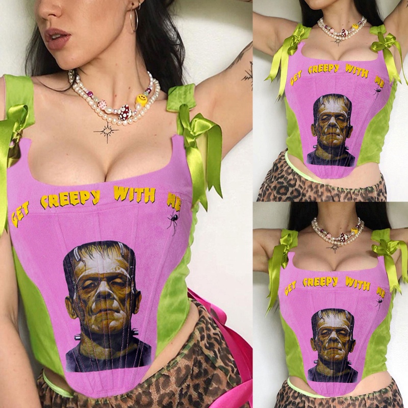 Áo Nịt Ngực Không Tay In Họa Tiết Chân Dung Cổ Điển Quyến Rũ Dành Cho Người Lớn Tuổi