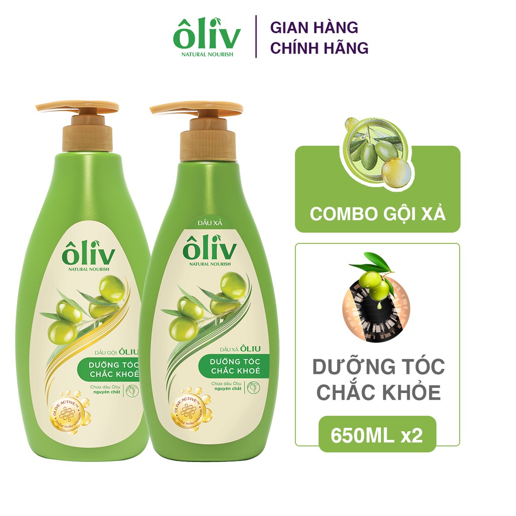 Combo Dầu gội Oliv chắc khỏe 650ml + Dầu xả Oliv chắc khỏe 650ml