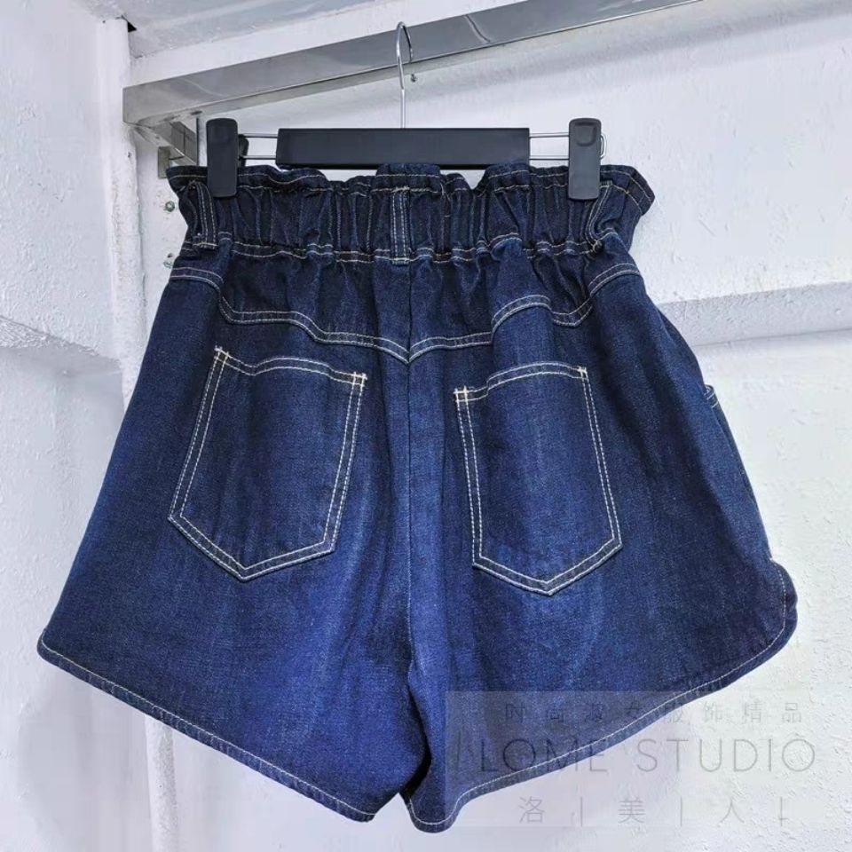 Europe station 2021 summer new yesha European High Waist Wide Leg Denim Shorts Jeans Women