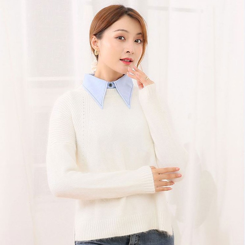 Cổ Áo Giả Thêu Họa Tiết Màu Đen Có Thể Tháo Rời Trang Trí Áo Sweater Mùa Đông