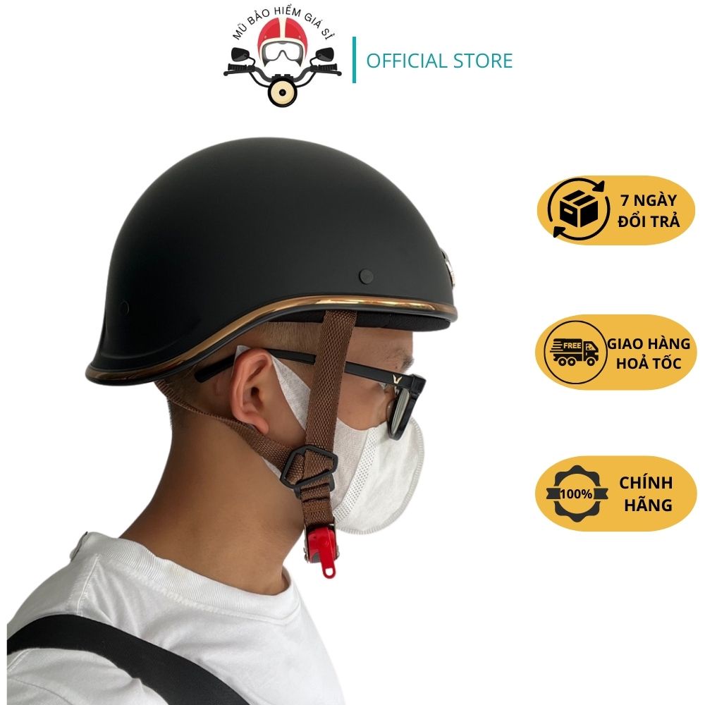 Mũ bảo hiểm nửa đầu NAPOLI N120 Gangster - Màu Đen Nhám , Xước Nhám Size