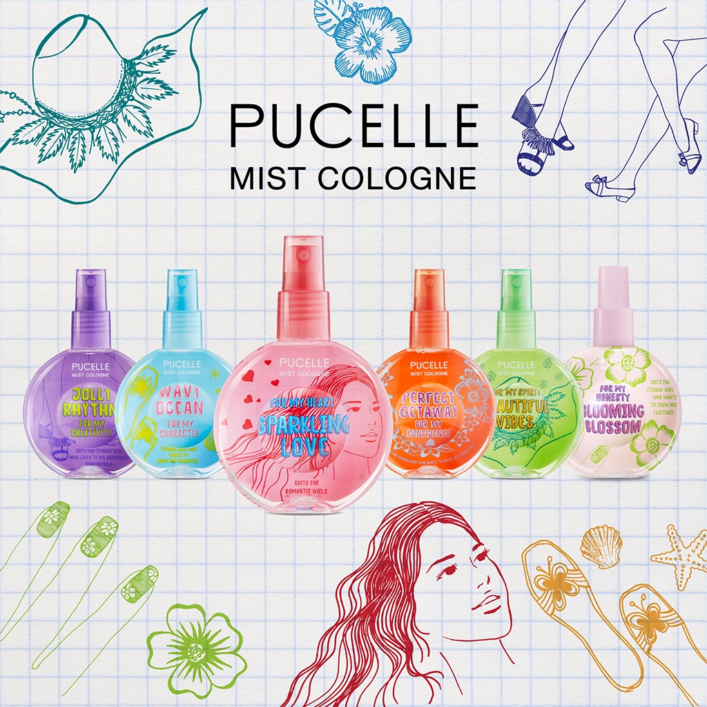 Nước hoa nữ học sinh thơm lâu chính hãng Pucelle Mist Cologne mini 75ml cho bé gái đi học dịu nhẹ dạng xịt bỏ túi giá rẻ